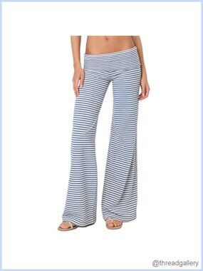 Fold Over Low Rise Wide Leg Flare Yoga Lounge Pants